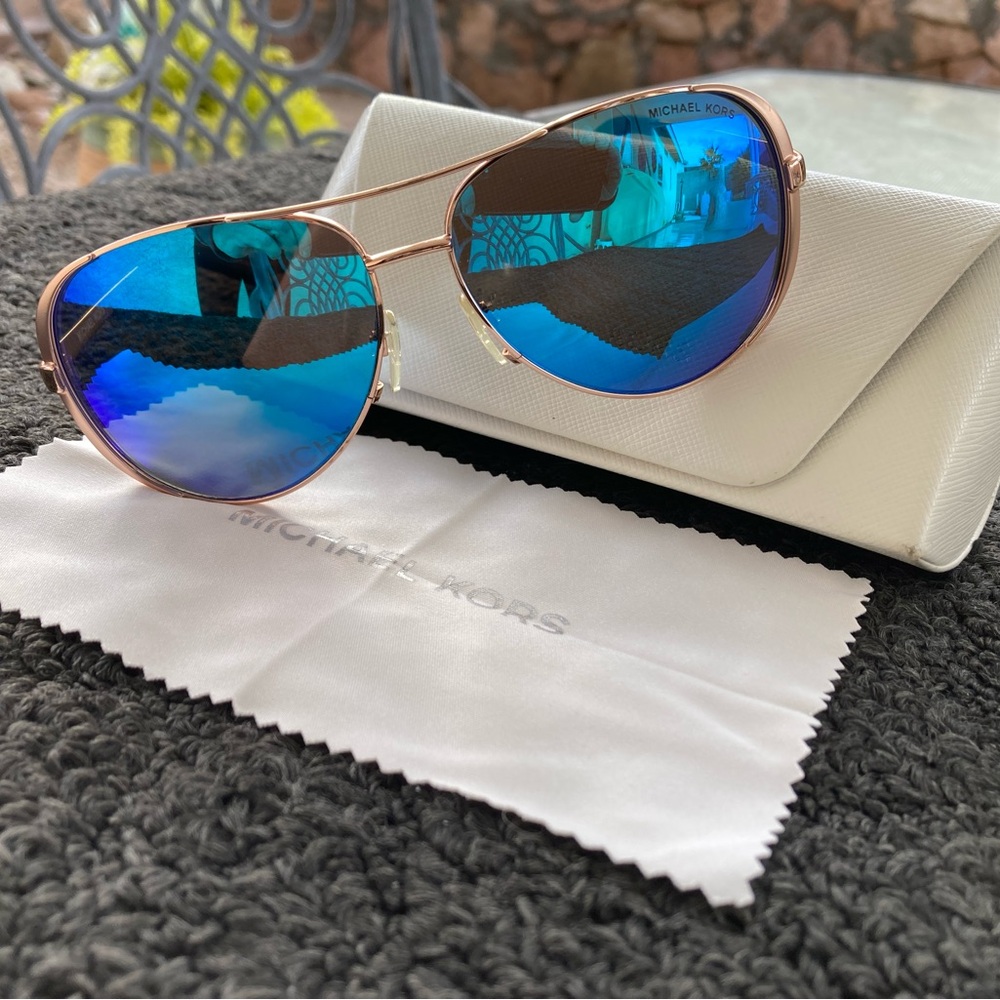 Michael Kors Chelsea Rose Gold/Blue Mirrored Lense Sunglasses MK5004